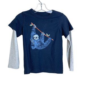 Tea Collection Blue Sloth Animal Cotton Tee Shirt Youth Size 5